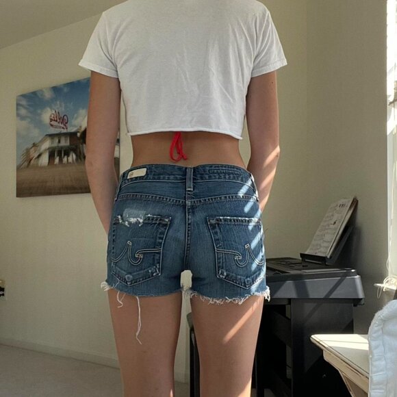 low rise cut off y2k jean shorts - Picture 3 of 4